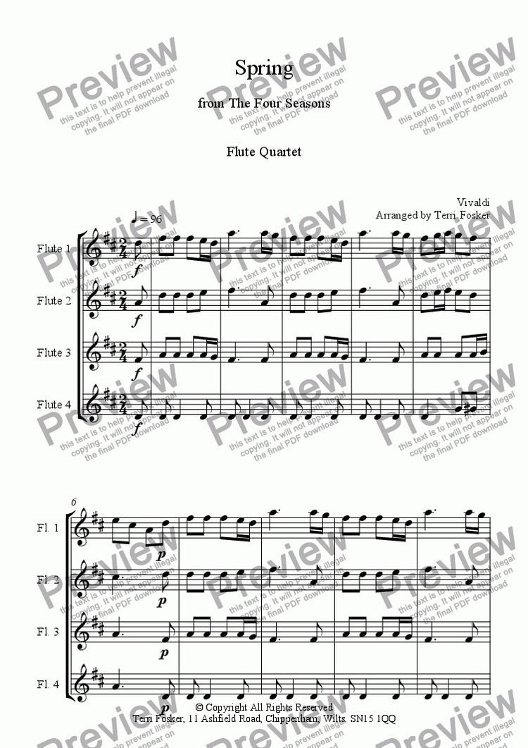 Flute quartet Spring from The Four Seasons Flute Quartet