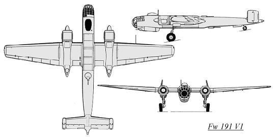 Focke-Wulf Fw 191 FockeWulf Fw 191 Luft 3946 Prototypes Entry