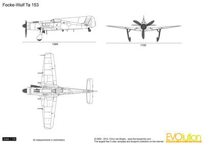 Focke-Wulf Ta 153 TheBlueprintscom Vector Drawing FockeWulf Ta 153