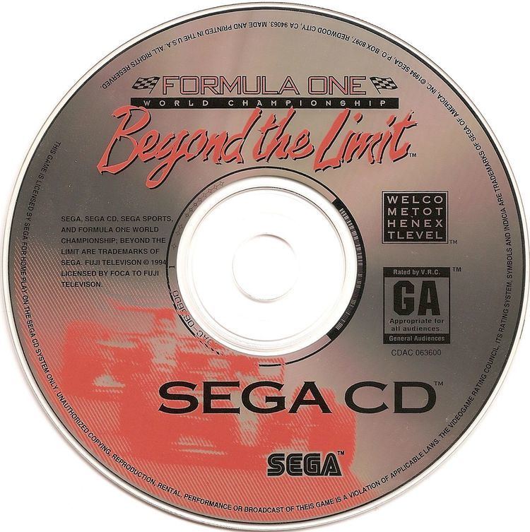 Formula One World Championship: Beyond the Limit Sega Mega CD Disc Scans f Game Covers Box Scans Box Art CD Labels