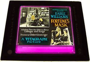 Fortune's Mask FORTUNES MASK 1922 Silent Movie OLIVER HARDY Glass Lantern Slide