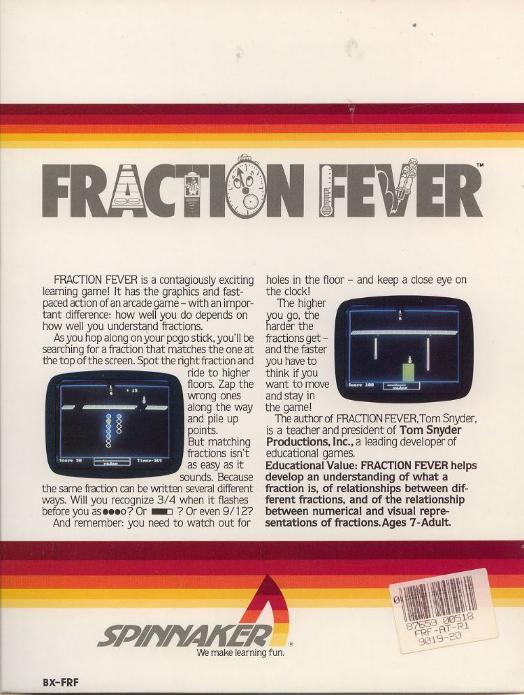 Fraction Fever Atari 400 800 XL XE Fraction Fever scans dump download