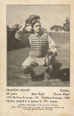 Fran Healy (baseball) 1932 NY Giants Schedule Postcards Fran Healy 7 Baseball Card