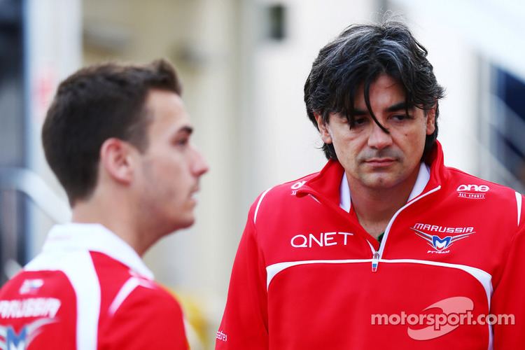 Francesco Nenci L to R Jules Bianchi Marussia F1 Team with Francesco Nenci