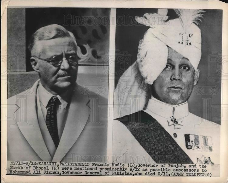 Francis Mudie 1948 Foto de prensa Pakistn Sir Francis Mudie Gov de Punjab