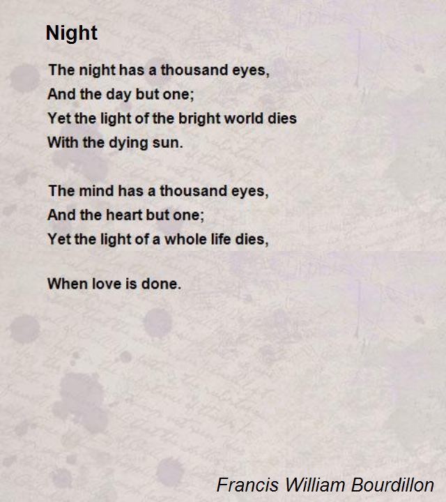 Francis William Bourdillon Night Poem by Francis William Bourdillon Poem Hunter