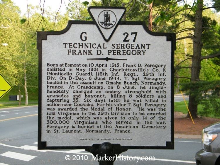Frank D. Peregory Technical Sergeant Frank D Peregory G27 Marker History