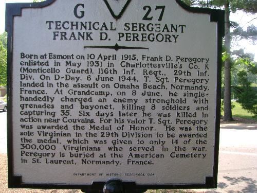Frank D. Peregory City of Charlottesville Tech Sergant Frank D Peregory
