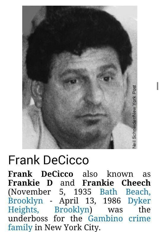 Frank DeCicco (Gambino Crime Underboss) Wiki & Bio with Photos Videos