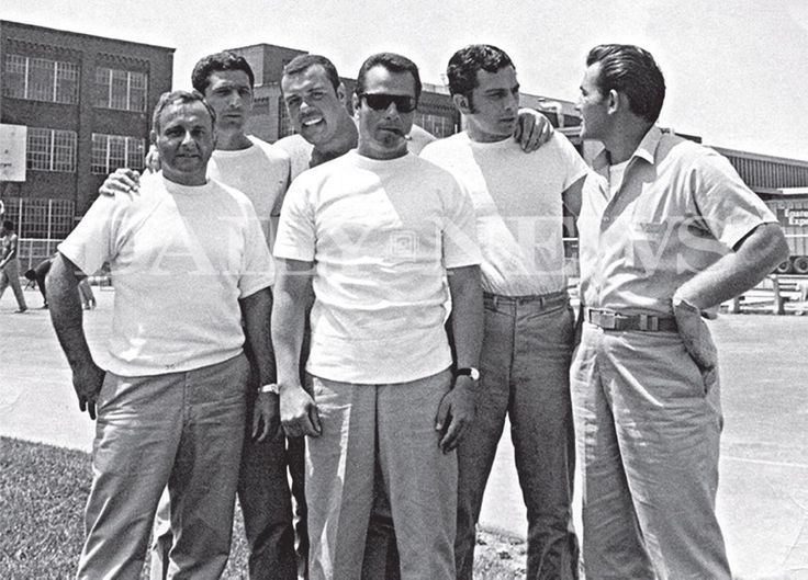 Frankie DeCicco, George Remini, John Gotti, Mickey Boy Paradiso and two other men at Lewisburg Penitentary in 1970