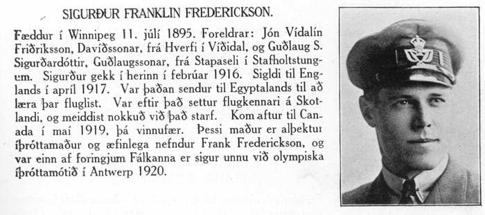Frank Fredrickson The Winnipeg Falcons Hockey team Military Biographies