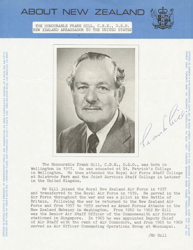 Frank Gill (politician) Frank Gill Biography Signed Circa 1980 Autographs Manuscripts