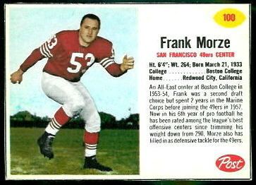 Frank Morze Frank Morze 1962 Post Cereal 100 Vintage Football Card Gallery