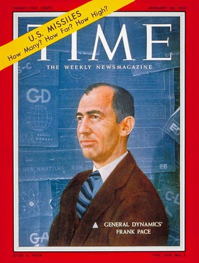 Frank Pace TIME Magazine Cover Frank Pace Jr Jan 20 1958 Military