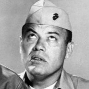 Frank Sutton as Sgt. Vince Carter looking upwards while wearing an officers hat in a scene from Gomer Pyle, U.S.M.C., 1964.