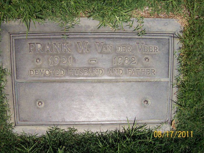 Frank Van der Veer Frank Van Der Veer 1921 1982 Find A Grave Memorial