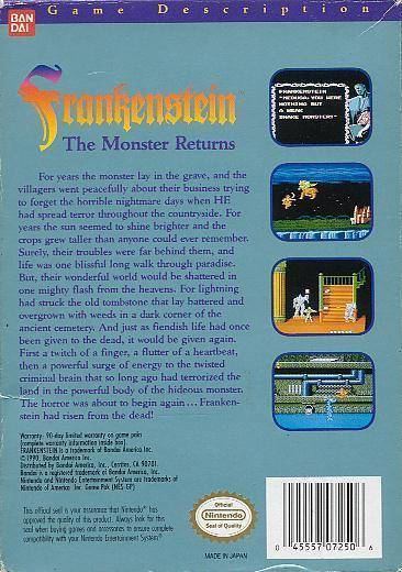 Frankenstein: The Monster Returns Frankenstein The Monster Returns Box Shot for NES GameFAQs