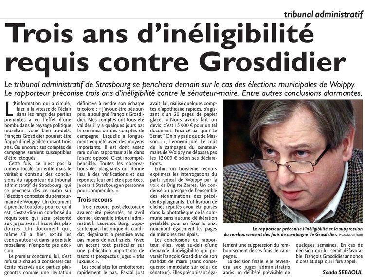 François Grosdidier Woippy 57 Trois ans d39inligibilit requis contre le snateur