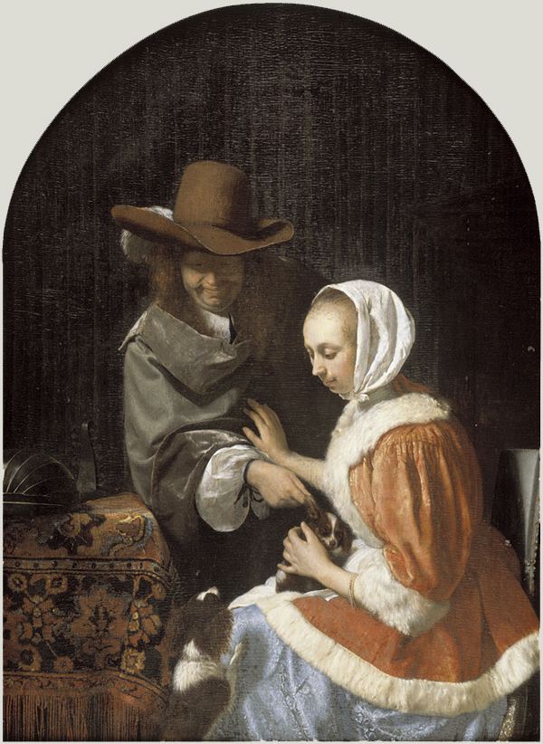 Frans van Mieris the Elder Frans van Mieris A Man and a Woman with Two Dogs known as
