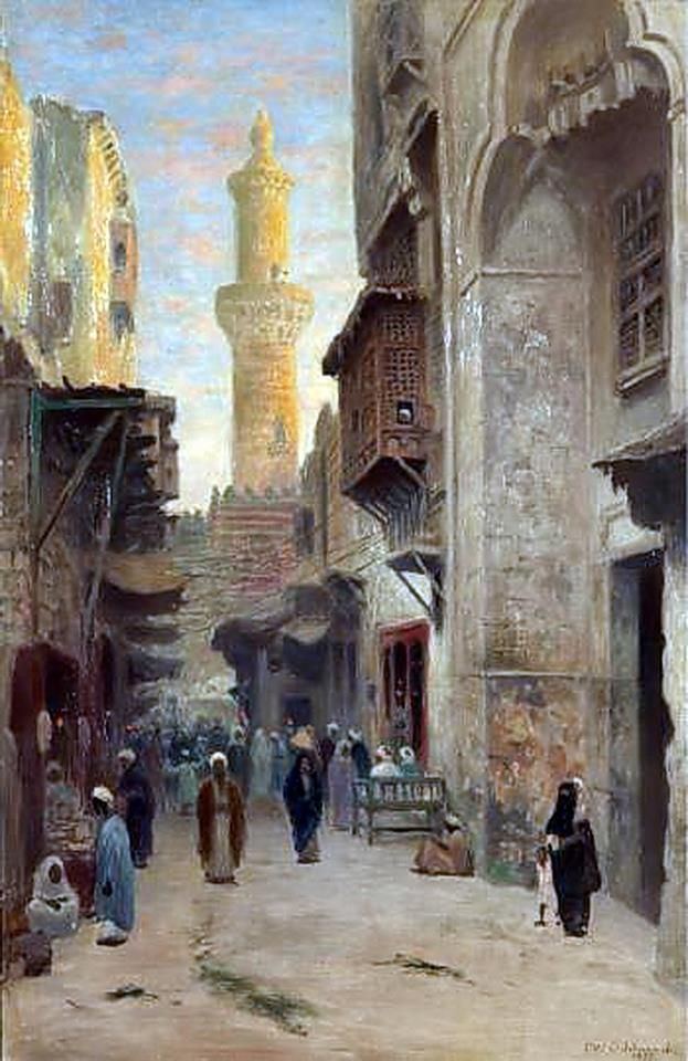 Frans Wilhelm Odelmark Oriental street scene in Cairo1899 By Frans Wilhelm