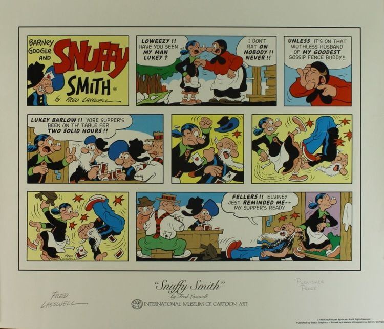 Fred Lasswell Fred Lasswell Signed Barney Google and Snuffy Smith Lithograph LE