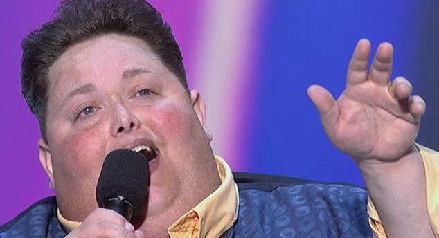 Freddie Combs as he sings "Wind beneath my wings" at The X Factor USA