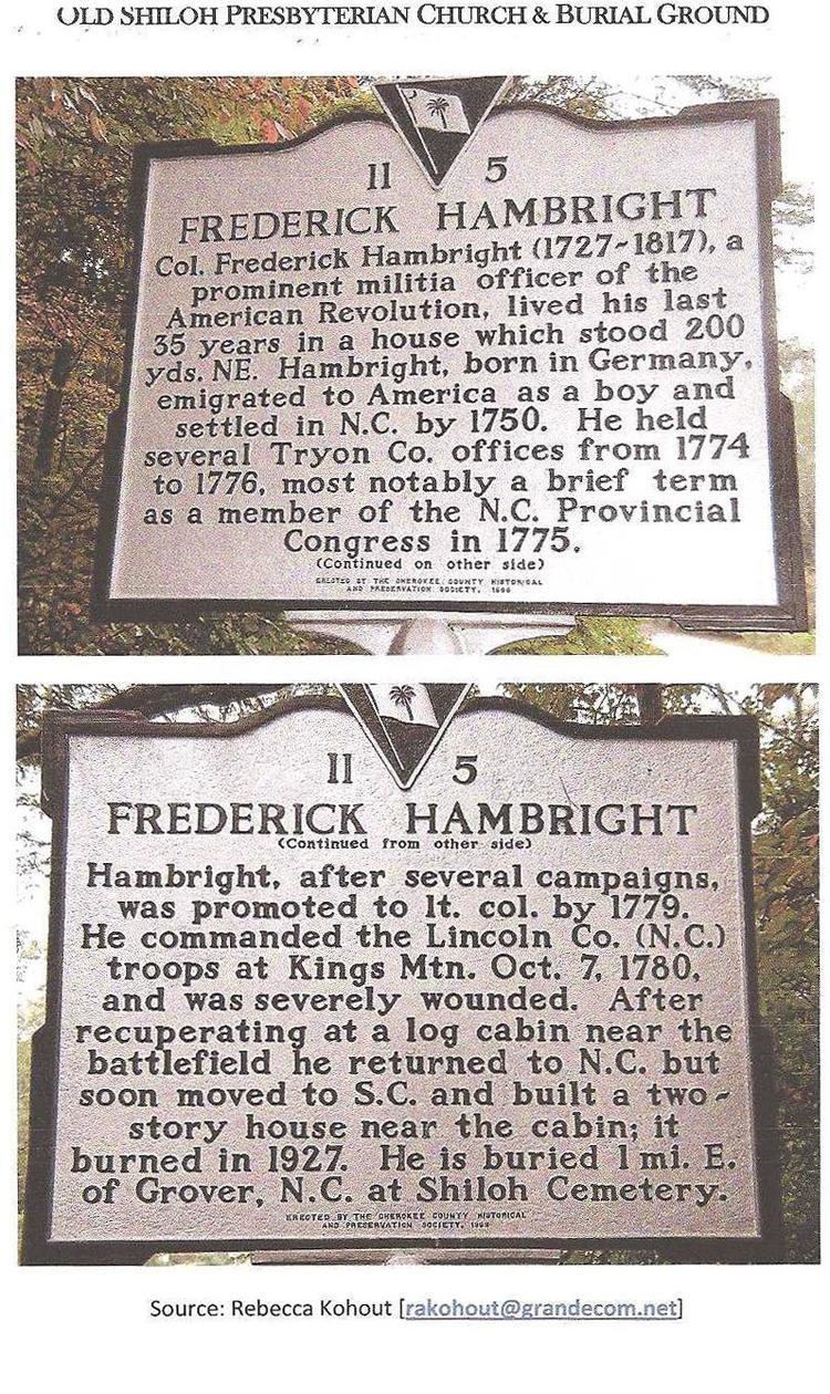 Frederick Hambright Sons of the American Revolution PATRIOT COLONEL FREDERICK HAMBRIGHT