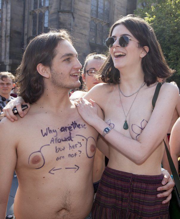 "Free the Nipple" supporters go topless on Edinburgh’s Royal Mile