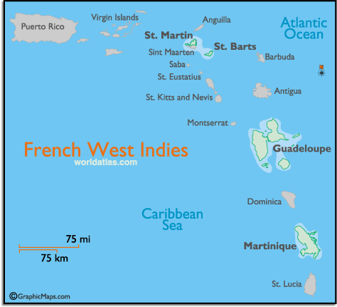 French West Indies Map of the French Indies and French West Indies Map and Information Page