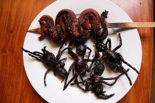 Fried spider Fried Spider and Snake Top 10 Bizarre Foods That People Usually Eat