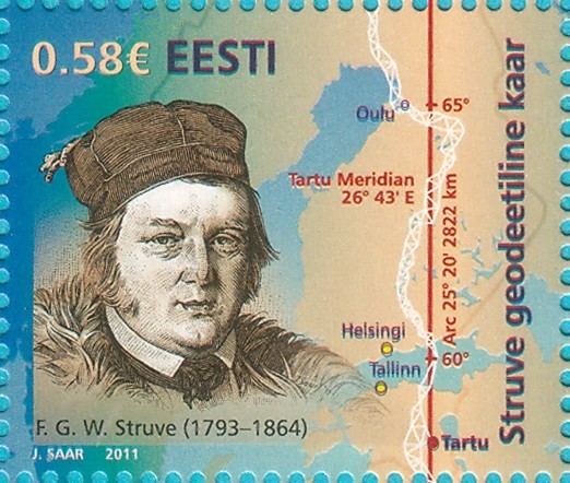Friedrich Georg Wilhelm von Struve All Estonian stamps The Struve Geodetic Arc