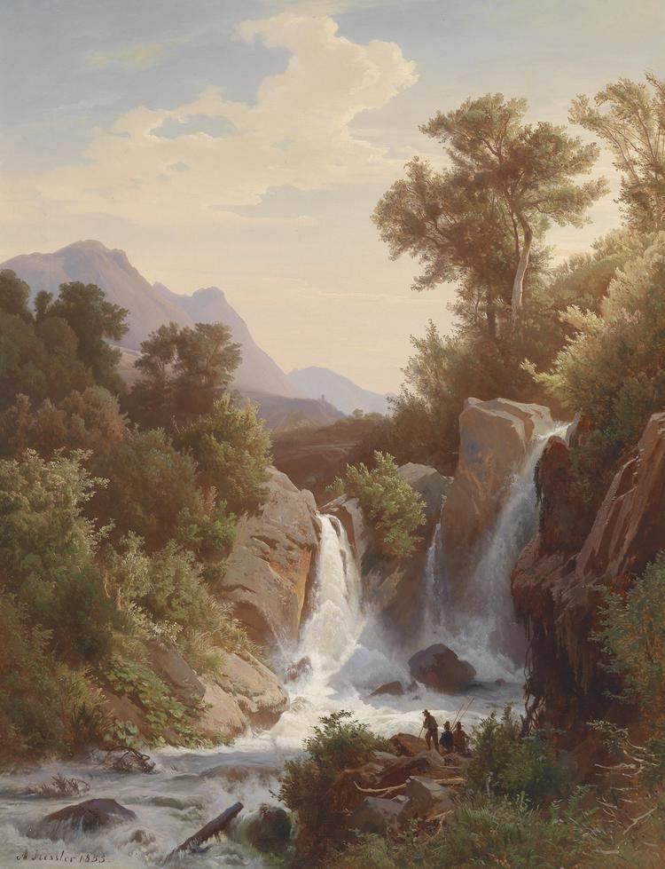 Friedrich Kessler FileAugust Friedrich Kessler Angler am Wasserfall 1853jpg