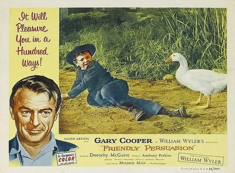 Friendly Persuasion (1956 film) movie scenes 1 Friendly Persuasion 1956 Gary Cooper Dorothy McGuire Anthony Perkins Richard Eyer Robert Middleton and Phyllis Love and Samantha the Goose 