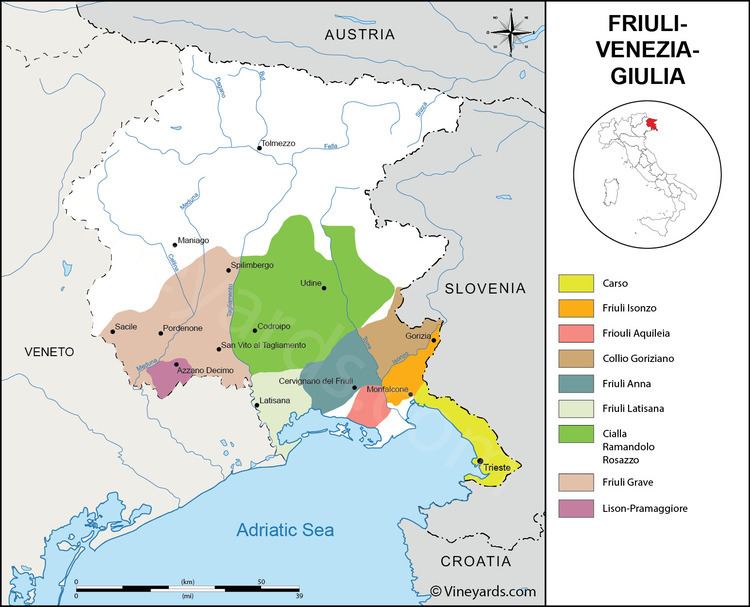 Friuli-Venezia Giulia wine Italy Map of Vineyards Wine Regions