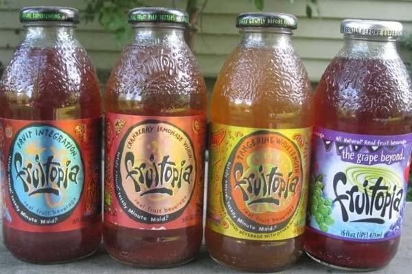 Four bottles of Fruitopia in different flavors