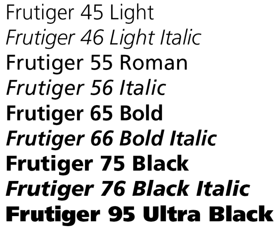 Frutiger (typeface) Frutiger Family 9 fonts typecouk