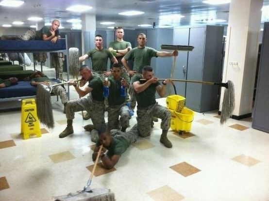 Fun in the Barracks Field Day Warriors Lol silly Marines having fun in the barracks
