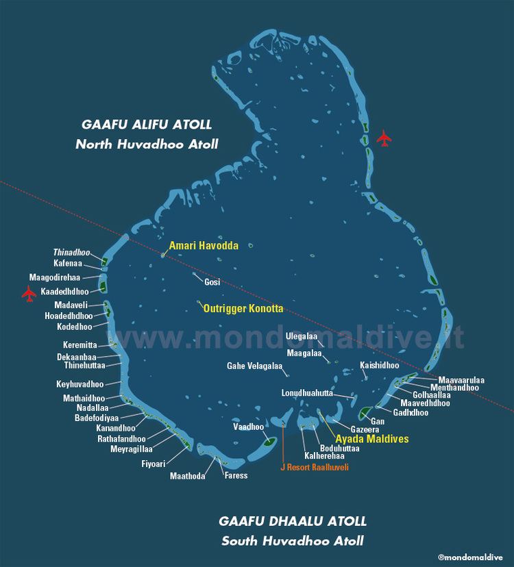 Map of Gaafu Dhaalu Atoll in Maldives