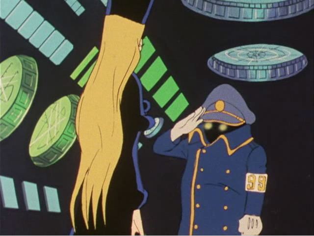 Galaxy Express 999 movie scenes Conductor of the 999 when his hat is taken off he s invisible 