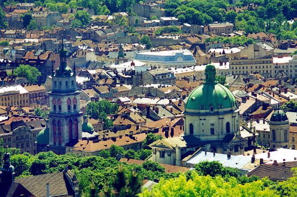 Aerial view of Lviv the city in western Ukraine