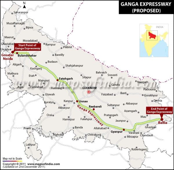 The map of Ganga Expressway