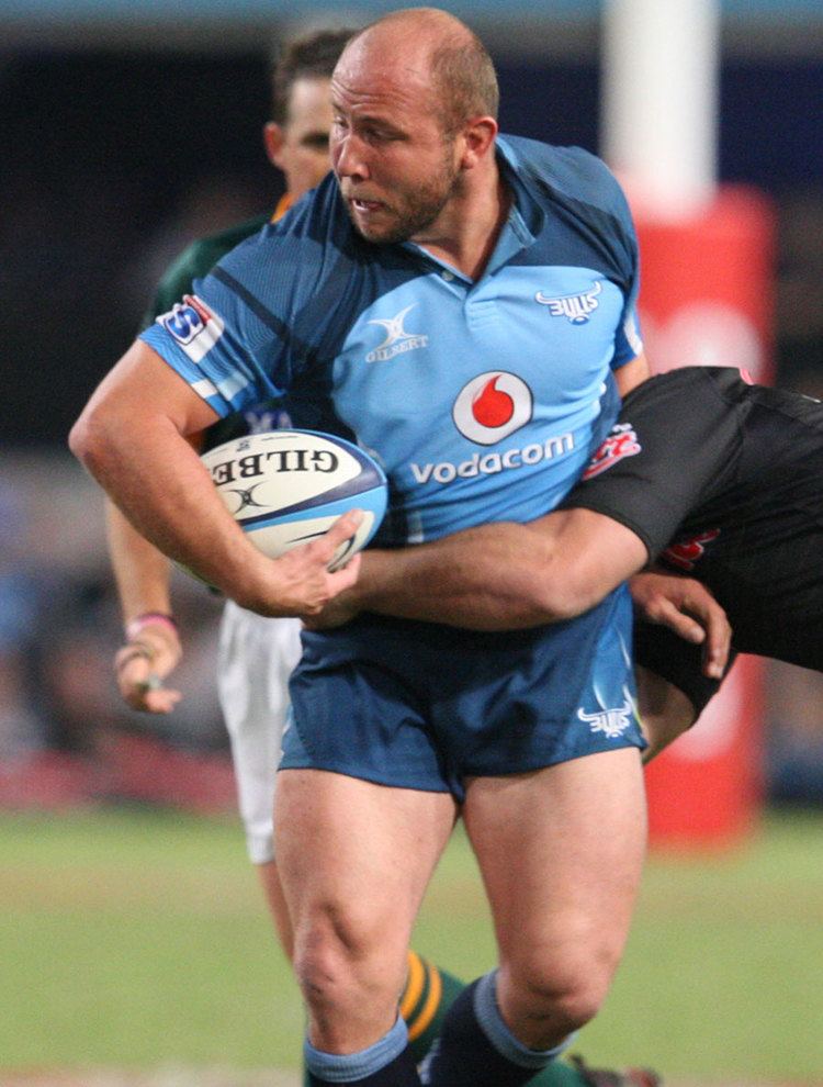 Gary Botha Blue Bulls Gary Botha is tackled during the Super Rugby