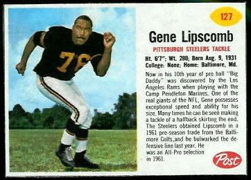Gene Lipscomb Gene Lipscomb 1962 Post Cereal 127 Vintage Football Card Gallery