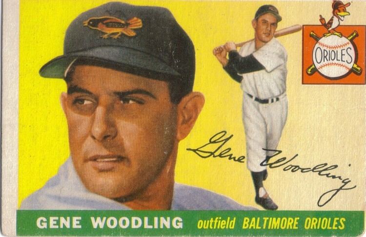 Gene Woodling foul bunt 1955 Topps 190 Gene Woodling