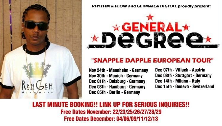 General Degree GENERAL DEGREE SNAPPLE DAPPLE TOUR EUROPE 2012