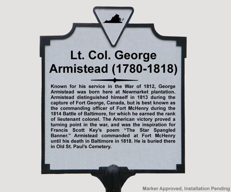 George Armistead Lt Col George Armistead 17801818 ND14 Marker History