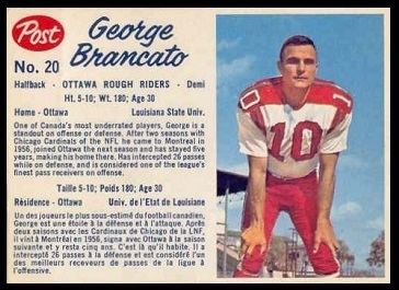 George Brancato George Brancato 1962 Post CFL 20 Vintage Football Card Gallery