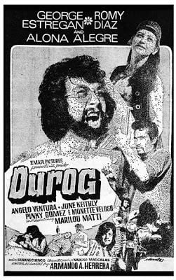 Poster of "Durog", a 1971 Filipino movie starring George Estregan, Romy Diaz, Alona Alegre, Angelo Ventura, Pinky Gomez, Marilou Matti, and June Keithly.