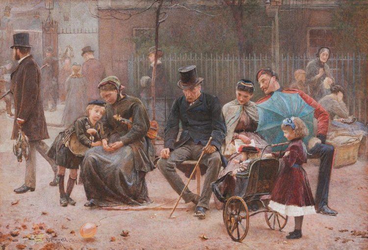 George John Pinwell A seat in St James39s Park London 1869 by George John