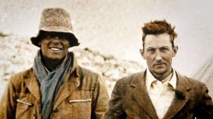 George Mallory on the right side and Andrew Irvine on the left side